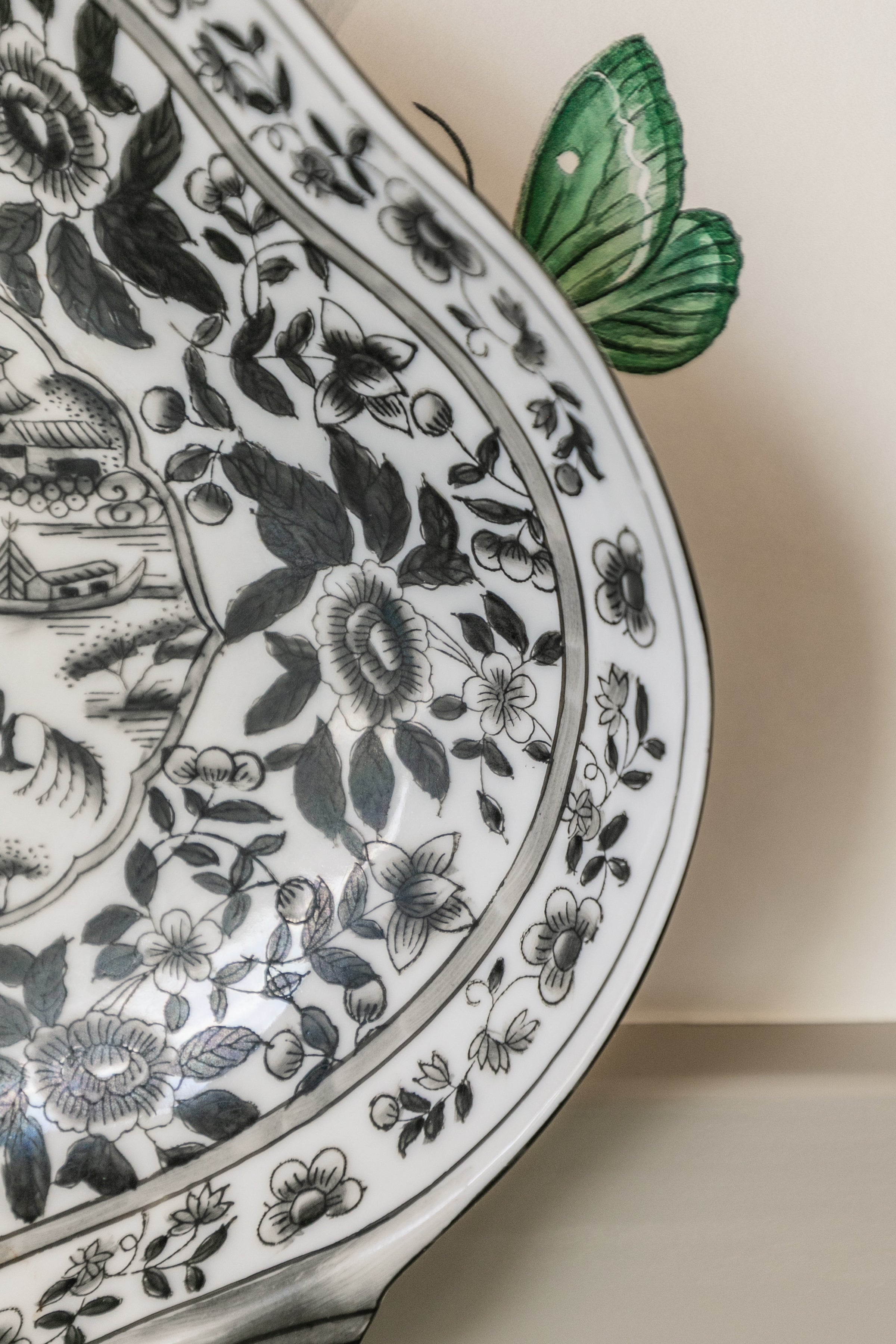 Black and White Hand Painted Dish