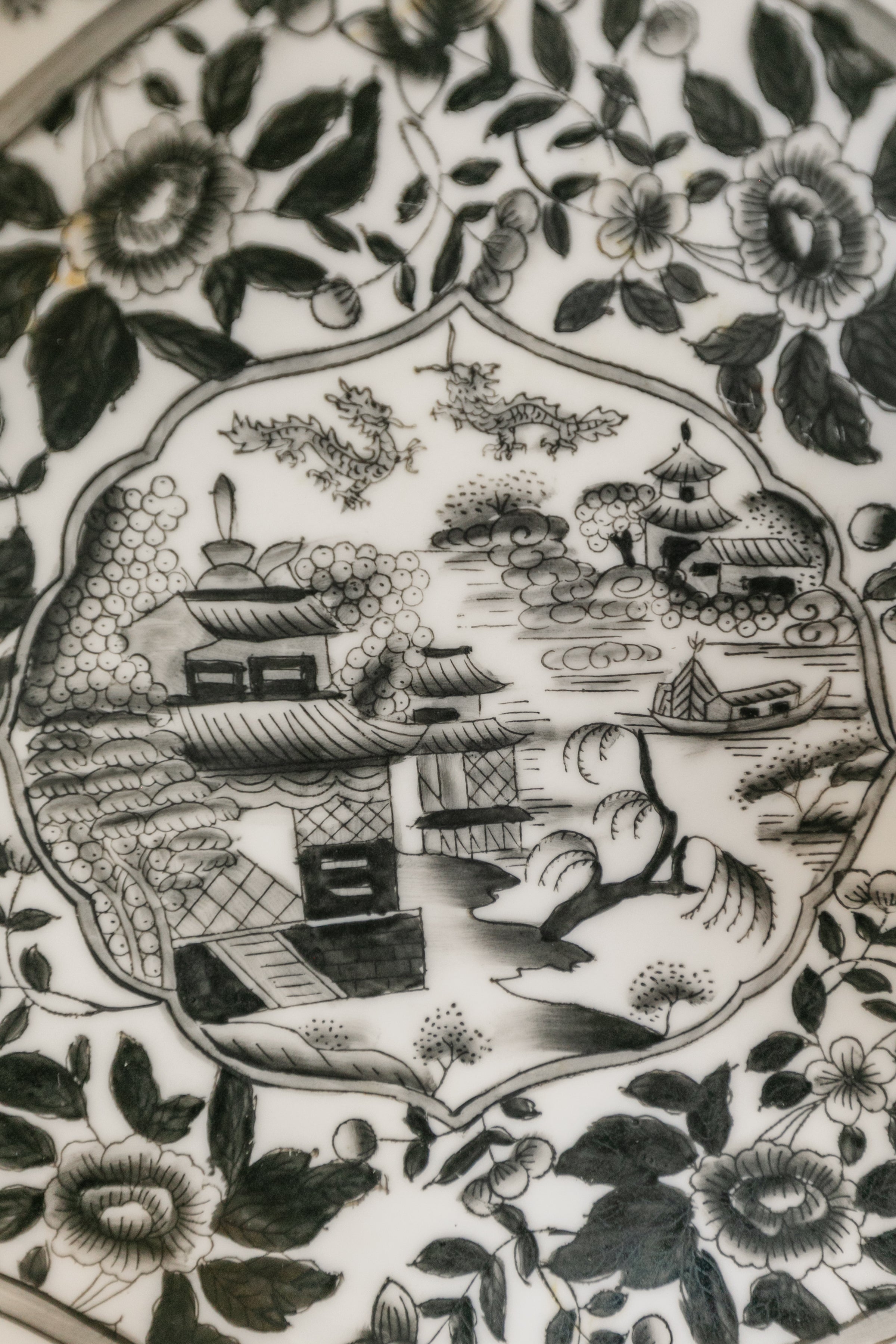 Black and White Hand Painted Dish