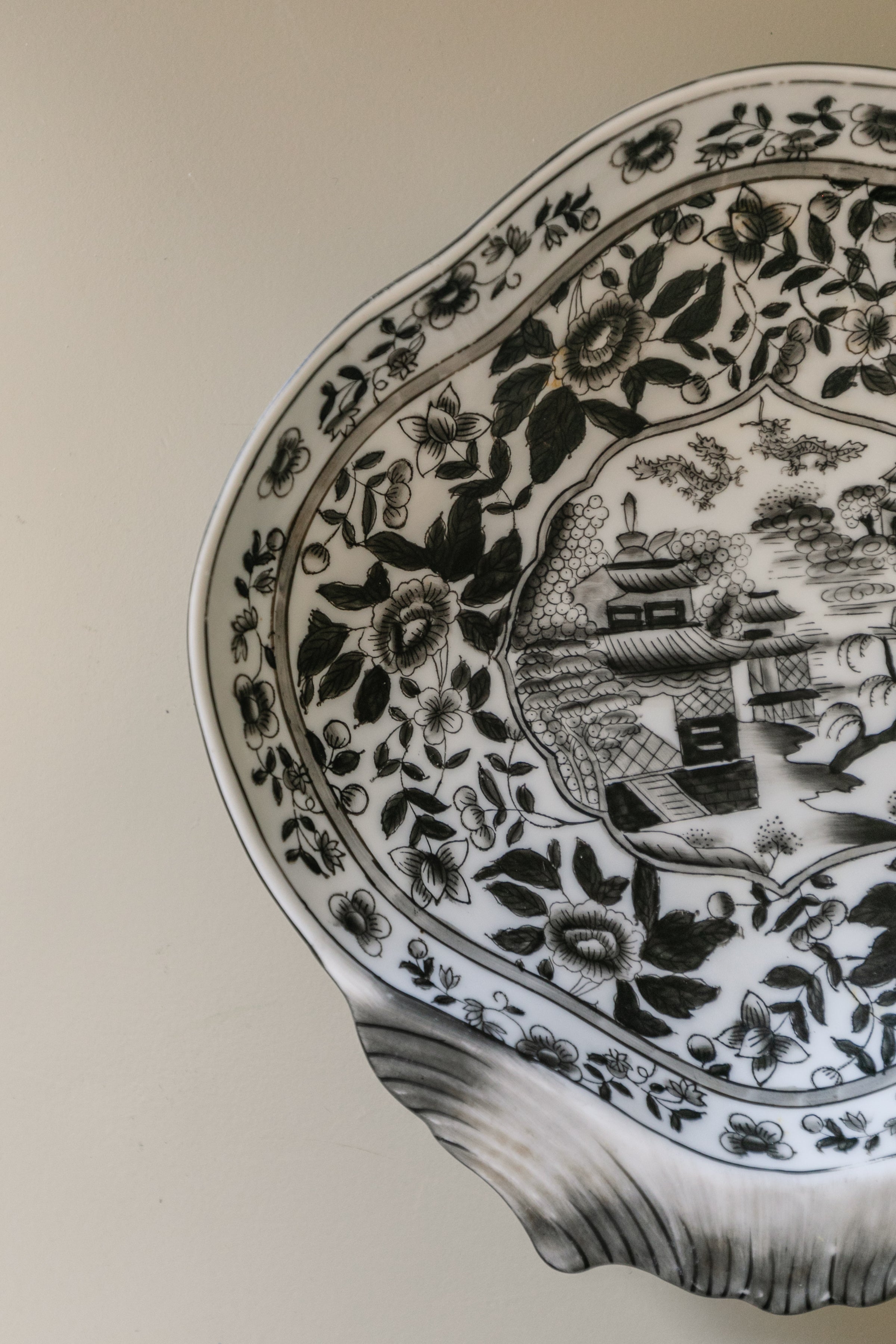 Black and White Hand Painted Dish