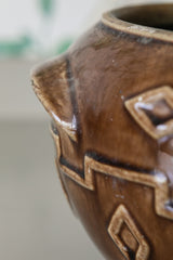Brown Pot with Tribal Details