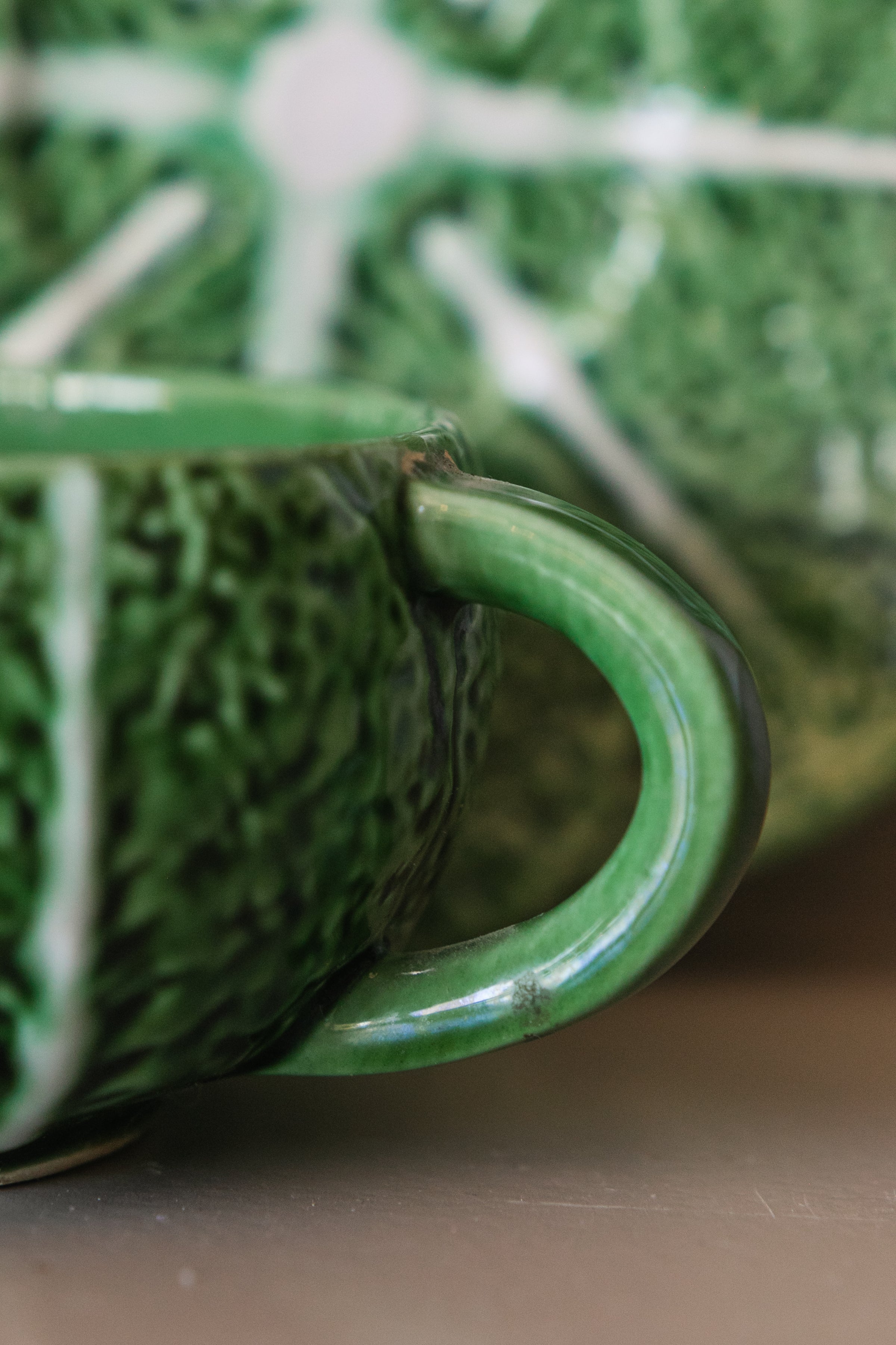 Cabbage Majolica Teacup and Saucer
