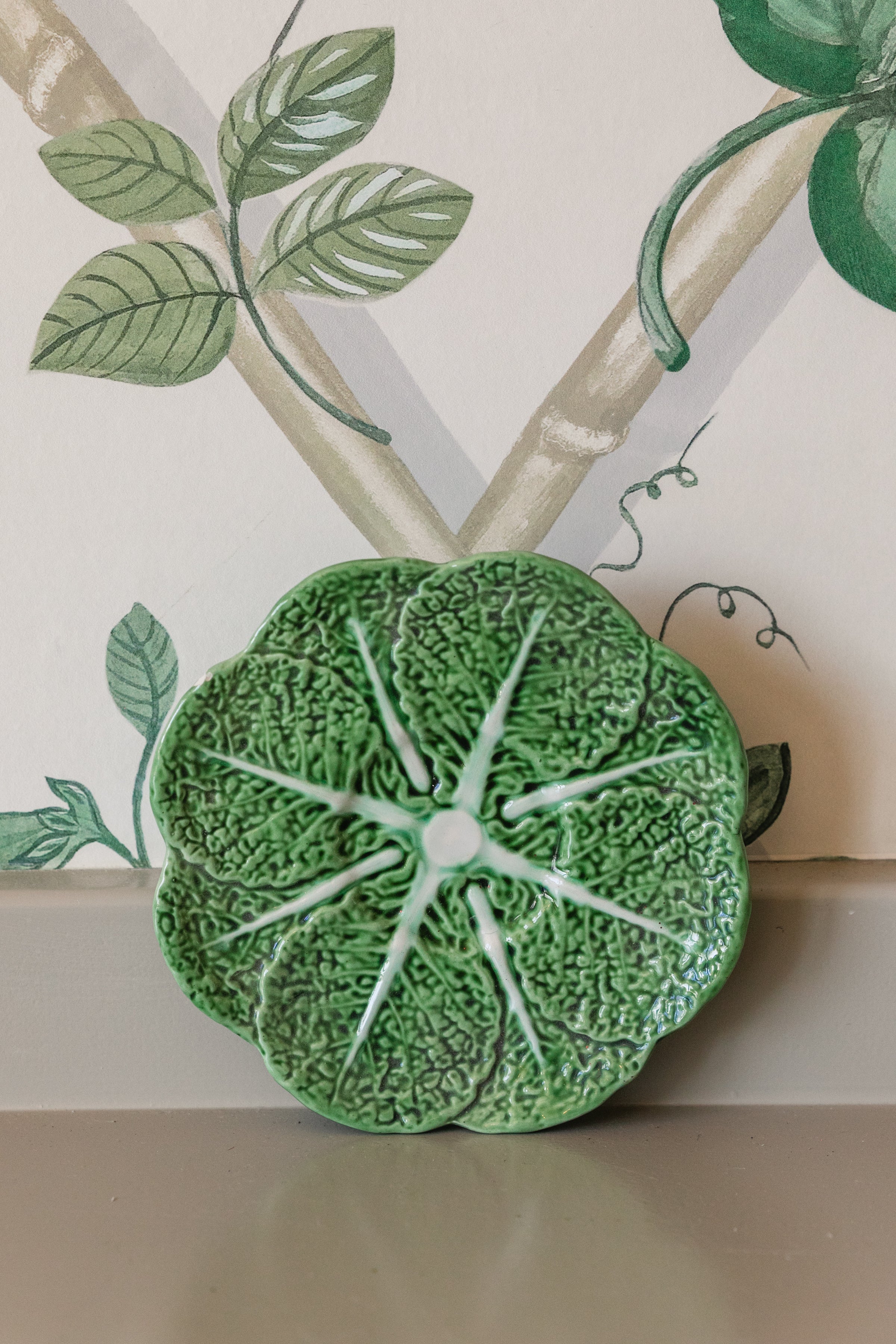 Cabbage Majolica Teacup and Saucer