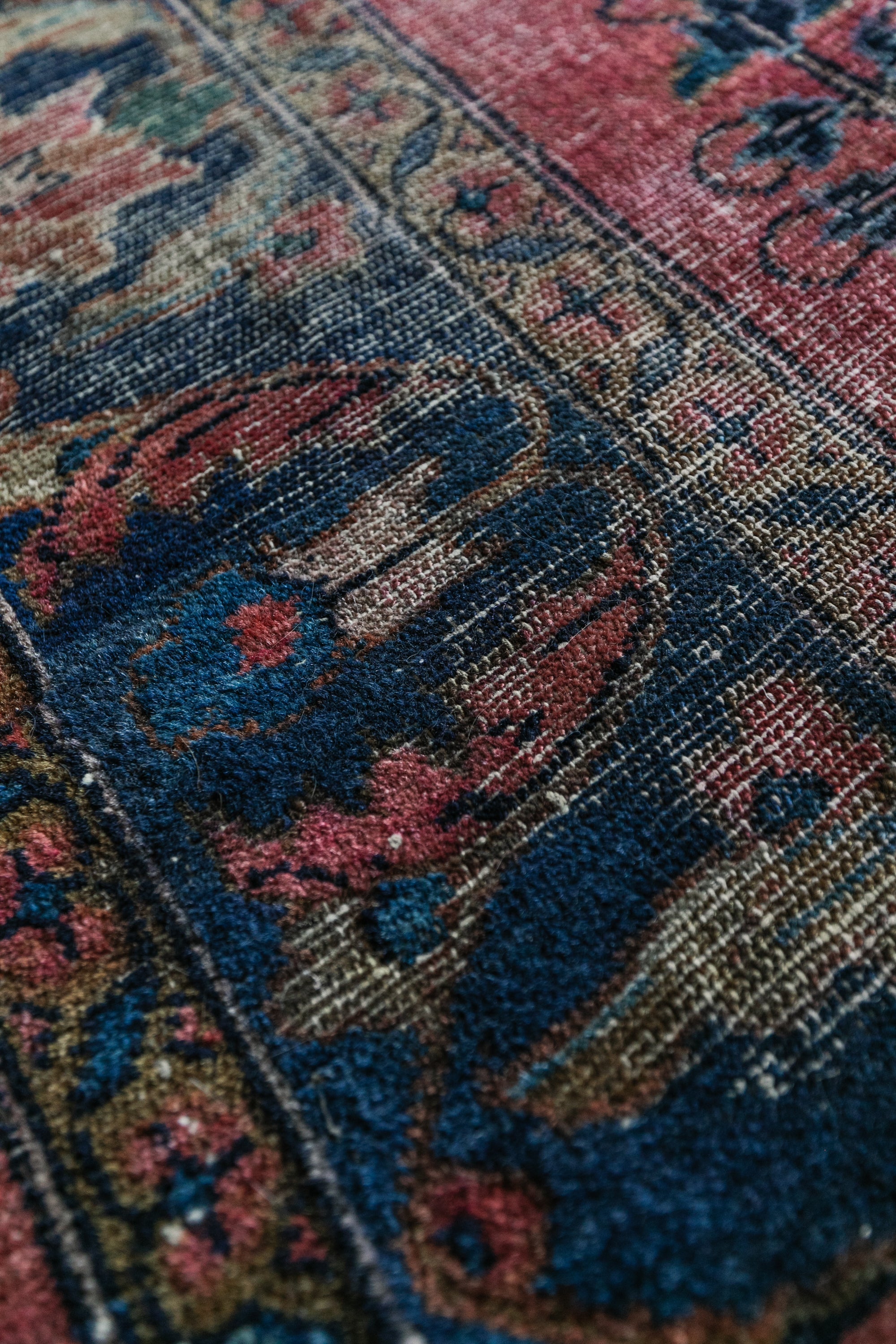 Antique Persian (5x6) Deep Crimson & Navy Floral Vase | Hand-Knotted Rug