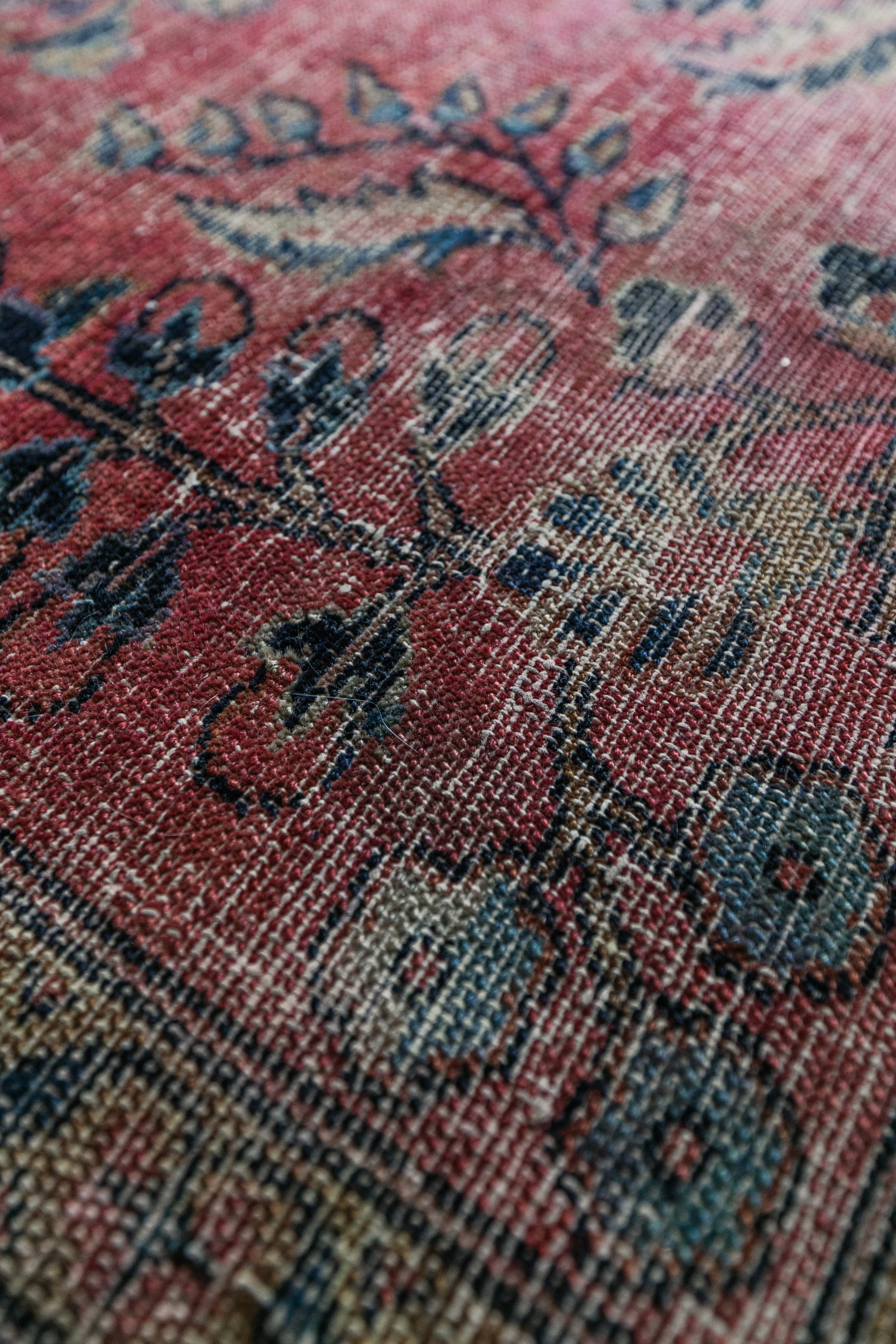 Antique Persian (5x6) Deep Crimson & Navy Floral Vase | Hand-Knotted Rug