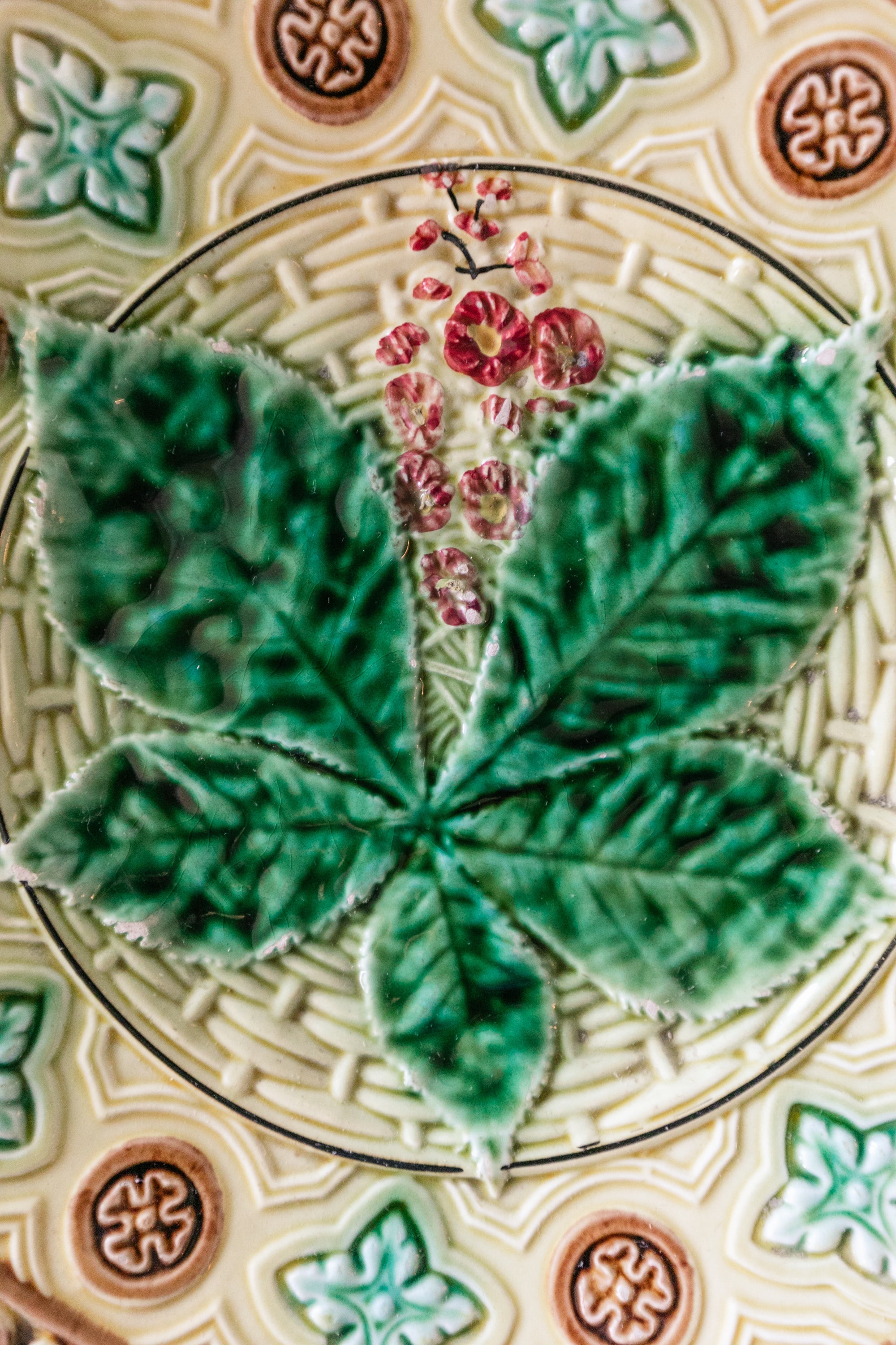 Leaf Motif Majolica Plate
