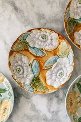 Ochre Peony Majolica Plate