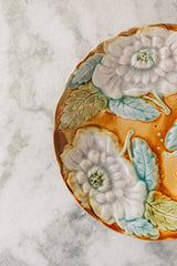 Ochre Peony Majolica Plate