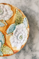 Ochre Peony Majolica Plate