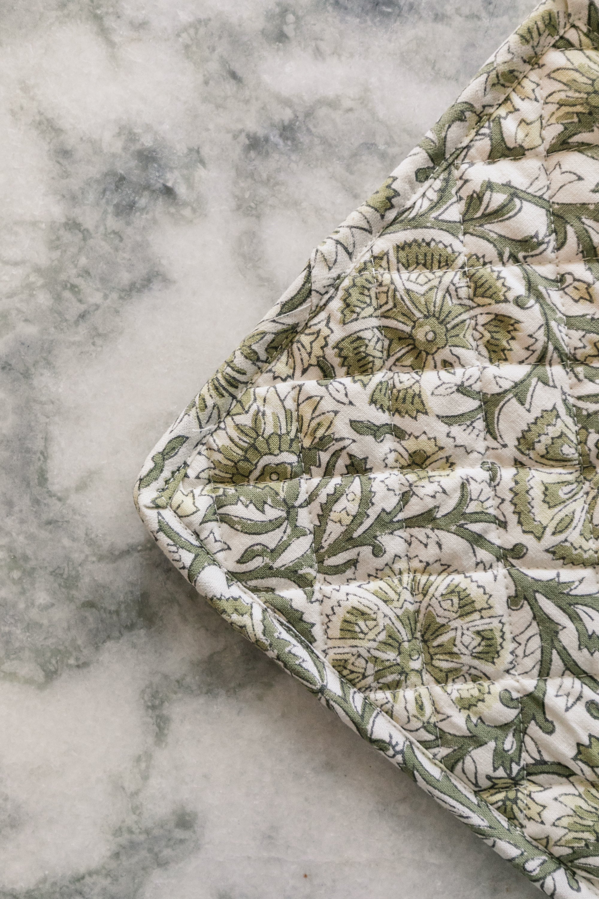 Green Hand Block Printed Potholder