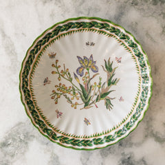 Green Scallop Edge Plate with Floral