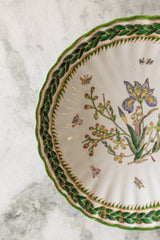 Green Scallop Edge Plate with Floral