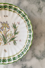 Green Scallop Edge Plate with Floral