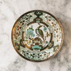 Green Peacock and Floral Motif Plate