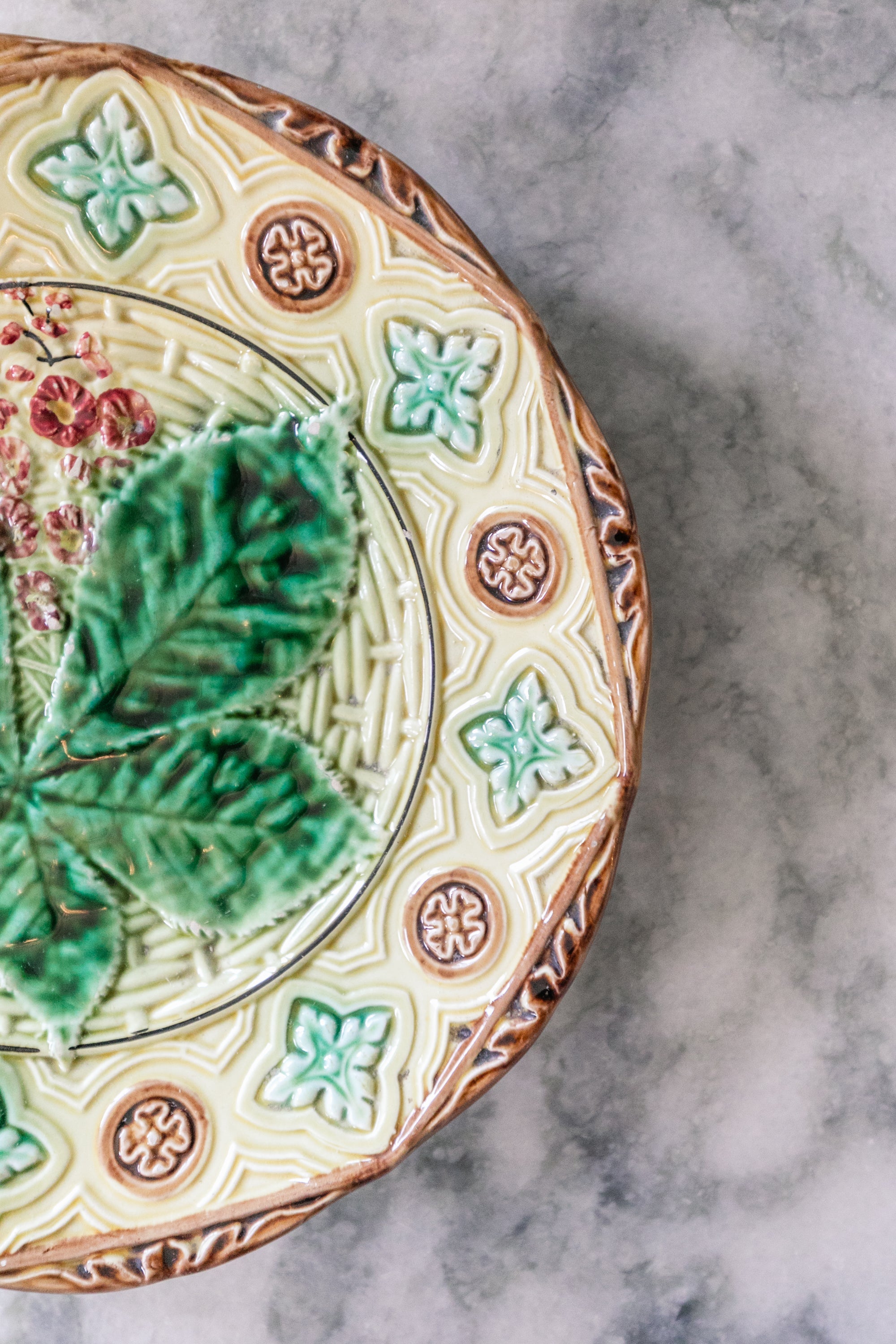 Leaf Motif Majolica Plate
