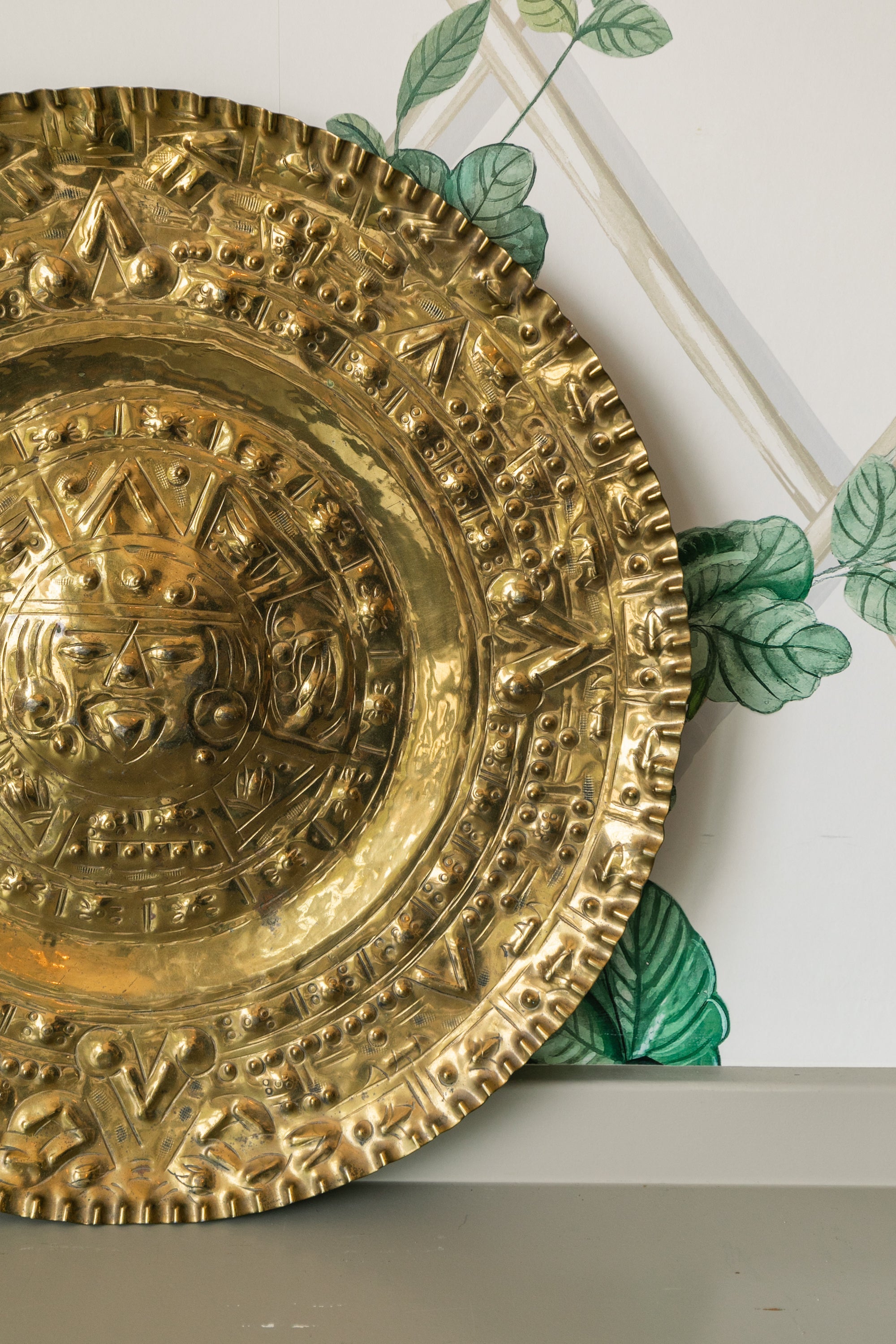 Large Brass Mayan Calendar Plaque