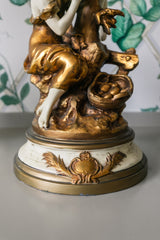Art Nouveau Moreau Bronze Heavy Lamp Pair