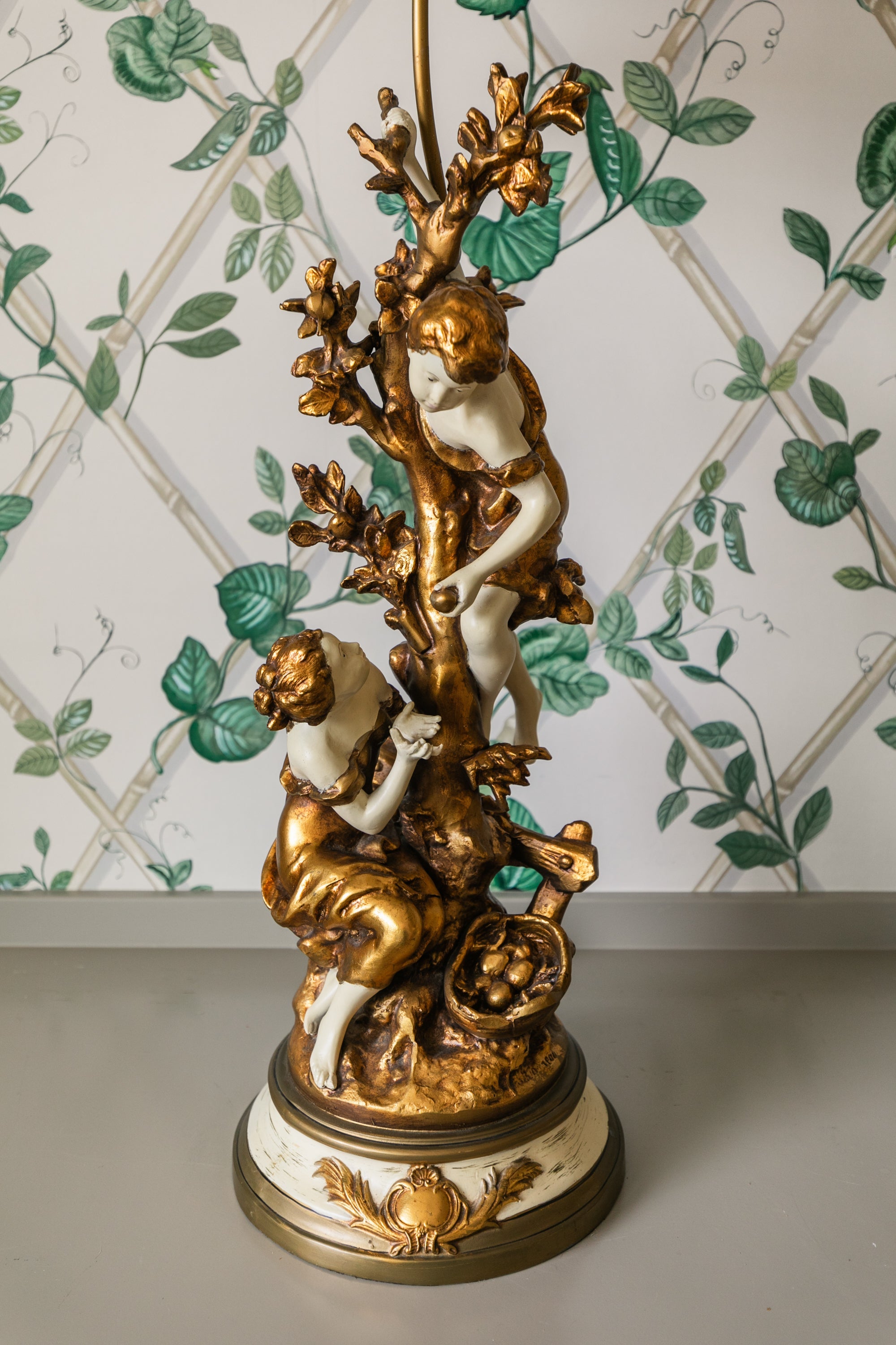Art Nouveau Moreau Bronze Heavy Lamp Pair