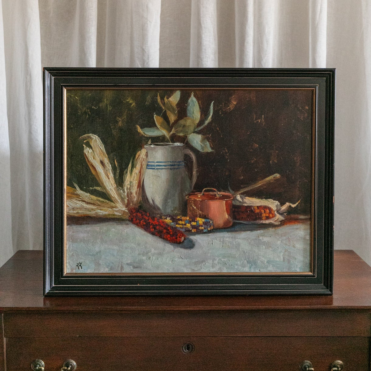 Framed Copper Pot Still Life