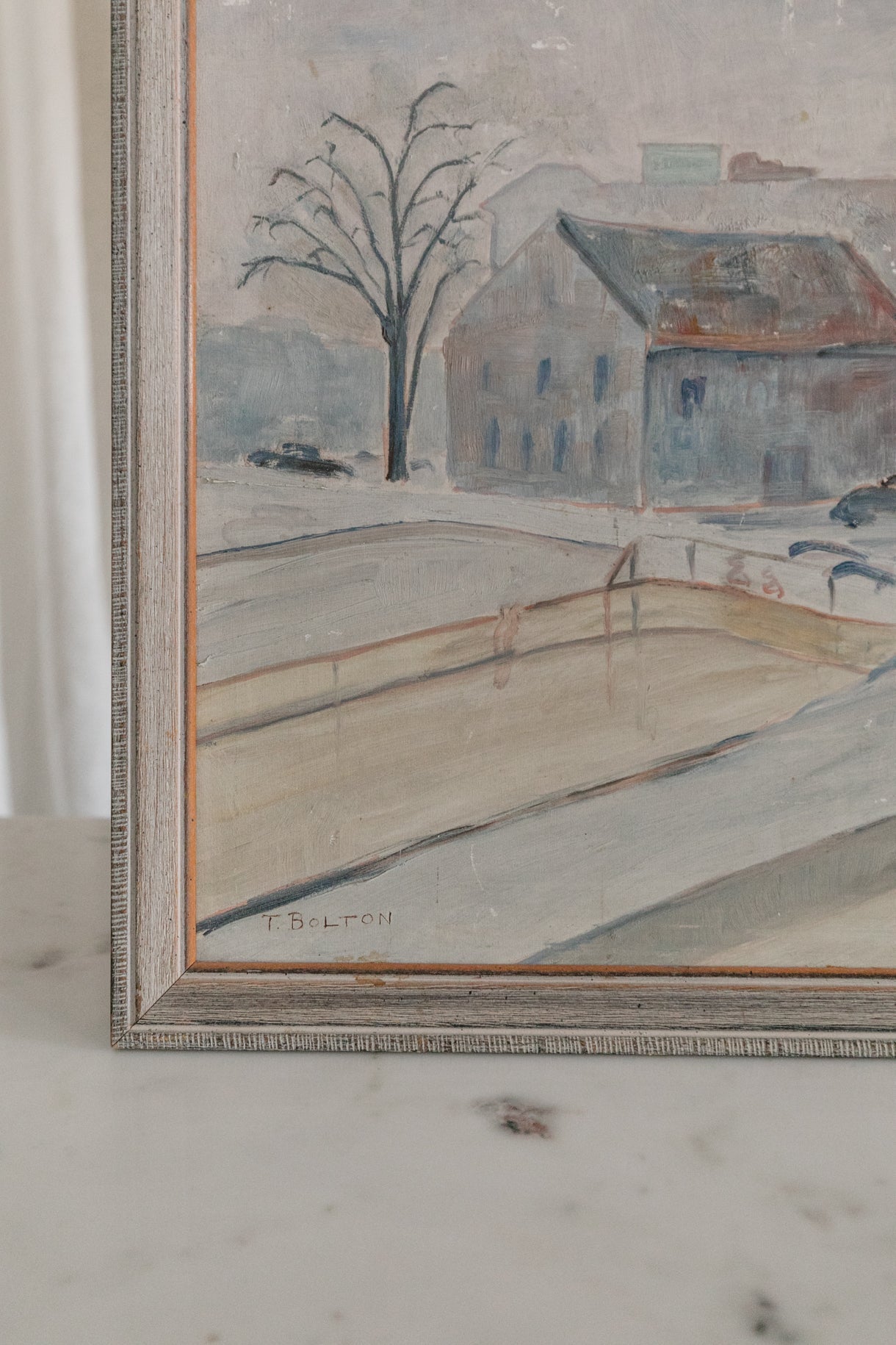 Buildings with Church Spire, Framed Original