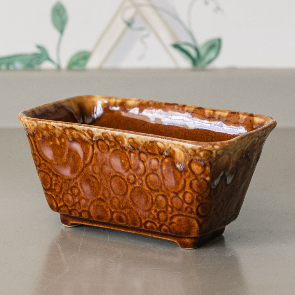 Brush Mccoy Spots Brown Rectangle Pot